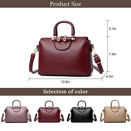 Purses and Handbags for Women Fashion Leather Top Handle Bag Ladies Satchel Shoulder Tote Messenger Work Bags (Red)