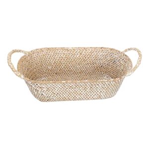 zerodeko cotton rope basket wicker basket with handles decorative storage baskets seagrass woven baskets natural shelf basket stackable oval desktop organizer for organizing sorting white