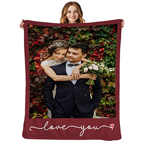 Macucop Custom Blanket with Photos Customized Personalized Flannel Throw Blankets,Unique Gifts for Girlfriend Boyfriend Wife Husband Women Romantic Birthday Wedding Christmas Valentines Day