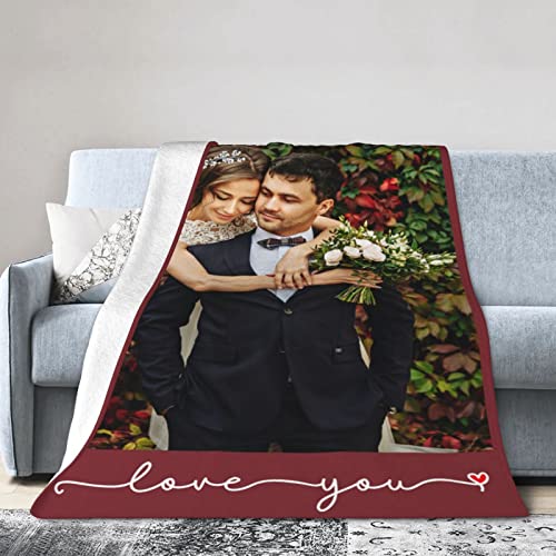 Macucop Custom Blanket with Photos Customized Personalized Flannel Throw Blankets,Unique Gifts for Girlfriend Boyfriend Wife Husband Women Romantic Birthday Wedding Christmas Valentines Day