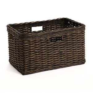 the basket lady tall rectangular wicker storage basket, medium, 20 in l x 13 in w x 11 in h, antique walnut brown