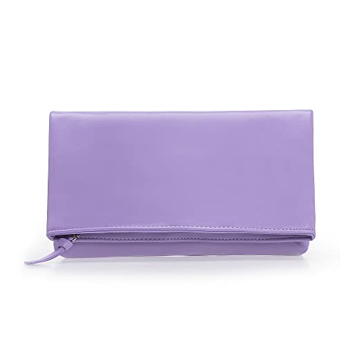 IXEBELLA Classy Clutch Purse for Women Soft PU Zipper Foldover Clutch Cocktail Prom Wedding Wedding Handbag (Lavender)