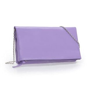 IXEBELLA Classy Clutch Purse for Women Soft PU Zipper Foldover Clutch Cocktail Prom Wedding Wedding Handbag (Lavender)