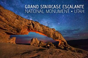 grand staircase-escalante national monument, utah, arch under milky way press (24×36 gallery quality metal art, aluminum decor)