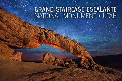 Grand Staircase-Escalante National Monument, Utah, Arch under Milky Way Press (24x36 Gallery Quality Metal Art, Aluminum Decor)