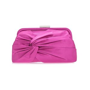 ixebella evening purse for women dressy soft pleated knot party clutch satin frame formal handbag for wedding/prom/cocktail (hot pink)