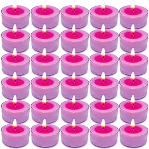 kenking lilac scented tealight candles, 30 packs hot pink soy wax tea lights, 4-5 hour burn time for dinner table holiday parties