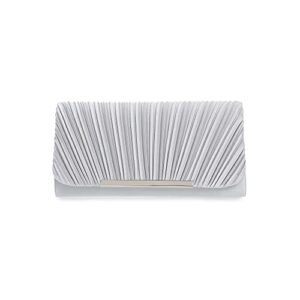 ixebella classic evening clutch bag for women pleated satin formal clutch purse for wedding (silver)