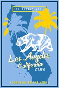 los angeles, california, state outline, urban traveler, blue and yellow (24×36 gallery quality metal art, aluminum decor)