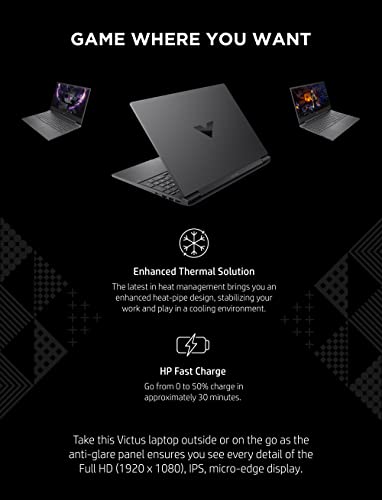 Victus by HP 15 Gaming Laptop, NVIDIA GeForce RTX 3050 Ti, 12th Gen Intel Core i7, 8 GB RAM, 512 GB SSD, Full HD IPS Display, Windows 11 Home, Backlit Keyboard, Enhanced Thermals (15-fa0020nr, 2022)