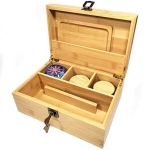 ifmoukmi large bamboo storage box set with lock kitchen spice organizer with reasonable space layout and all accessories to meet storage needs