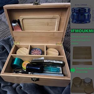 IFMOUKMI Large Bamboo Storage Box Set with Lock Kitchen Spice Organizer with Reasonable Space Layout and All Accessories to Meet Storage Needs