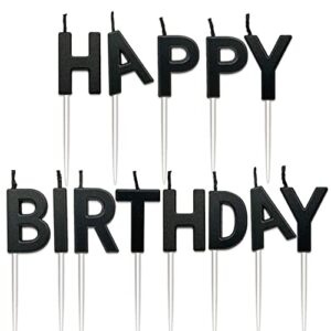 happy birthday text candles on toothpicks 13 alphabet birthday candles for cake topper decoration b-day party candle, jumochi (1.18 inch, black)
