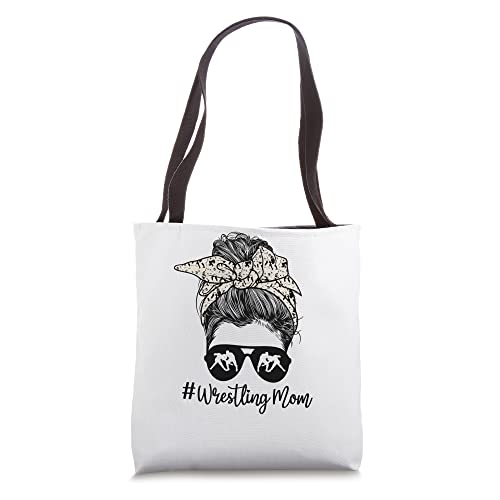 Bleached Life Wrestling Mom Leopard Messy bun Glasses Tote Bag