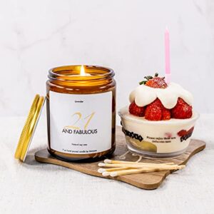 21 and Fabulous - 21st Birthday Gift for Her, 21-Year-Old Christmas Birthday Gifts for Women Daughter Granddaughter Sister Girlfriend, Funny Happy 21st Birthday Soy Candle (Lavender, 7oz)