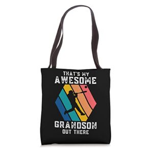 vintage that’s my awesome grandson out there baseball lovers tote bag