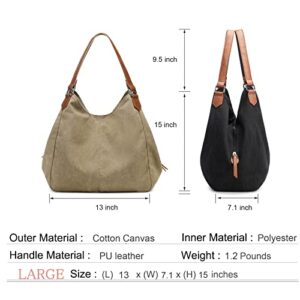 Shaelyka Women's Multi-pocket Shoulder Bag, Fashion Large Canvas Hobo Bag, Brown
