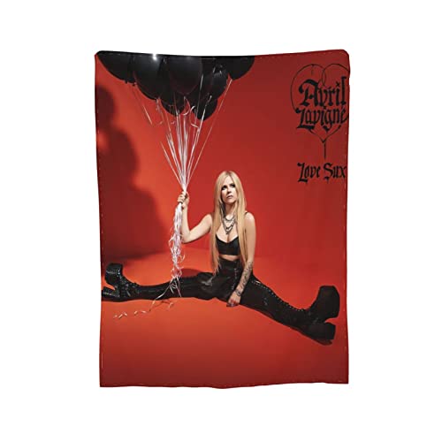 MAUDSIND Fashionable Customized Avril Actress Lavigne Love Sux Ultra-Soft Micro Fleece Blanket Air Conditioning Blanket for Men Black