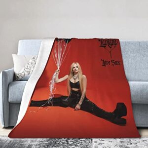 MAUDSIND Fashionable Customized Avril Actress Lavigne Love Sux Ultra-Soft Micro Fleece Blanket Air Conditioning Blanket for Men Black