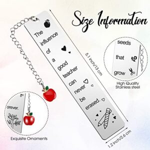 8 Pcs Teacher Appreciation Gift from Students Teacher Bookmark with Apple Pendant Thank You Metal Appreciation Bookmark Graduation Season Gift for Teachers of High School College Elementary