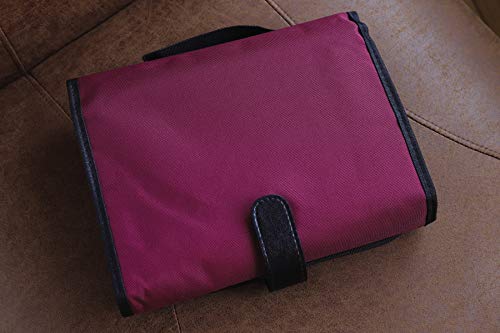 Tri-Fold Bible Cover, Bible Study Organizer, Velcro Closure, Nylon, Cranberry/Black, Extra Large