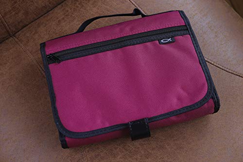 Tri-Fold Bible Cover, Bible Study Organizer, Velcro Closure, Nylon, Cranberry/Black, Extra Large