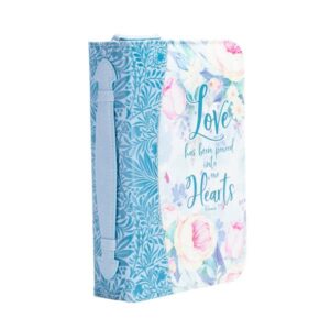 Divinity Boutique Bible Cover XXL - Blue Floral Love has Been Poured into Our Hearts - Romans 5:5