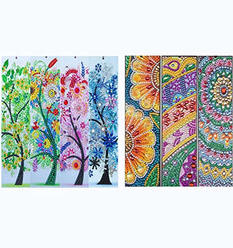 Diamond Bookmarks for Christmas: Four Seasons Trees Bookmarks and 3 Mandala Diamond Art Bookmarks