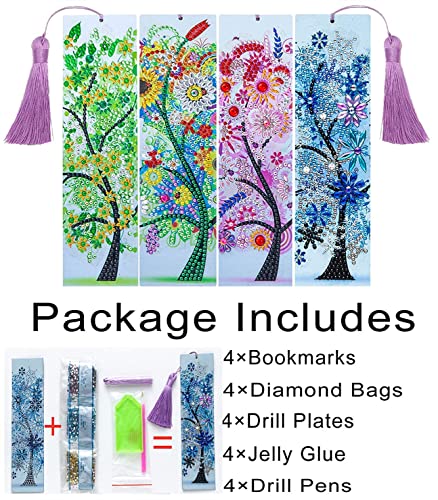 Diamond Bookmarks for Christmas: Four Seasons Trees Bookmarks and 3 Mandala Diamond Art Bookmarks