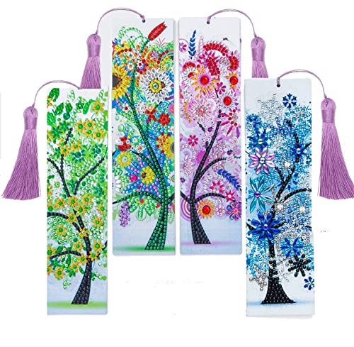 Diamond Bookmarks for Christmas: Four Seasons Trees Bookmarks and 3 Mandala Diamond Art Bookmarks