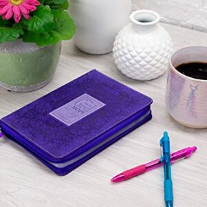 Hope Fill with Joy Purple Paisley 10 x 7 Vegan Leather Zippered Bible Cover with Handle, Large