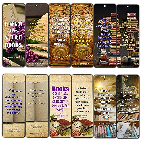 Creanoso Literary Avid Reading Quotes Bookmarker Cards (60-Pack) – Premium Quality Book Reading Bookmarks Design – Premium Gift for Men Women Adult, Bookworm – Awesome Bookmarks