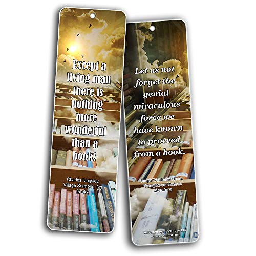 Creanoso Literary Avid Reading Quotes Bookmarker Cards (60-Pack) – Premium Quality Book Reading Bookmarks Design – Premium Gift for Men Women Adult, Bookworm – Awesome Bookmarks
