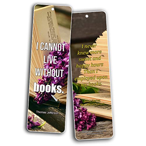 Creanoso Literary Avid Reading Quotes Bookmarker Cards (60-Pack) – Premium Quality Book Reading Bookmarks Design – Premium Gift for Men Women Adult, Bookworm – Awesome Bookmarks