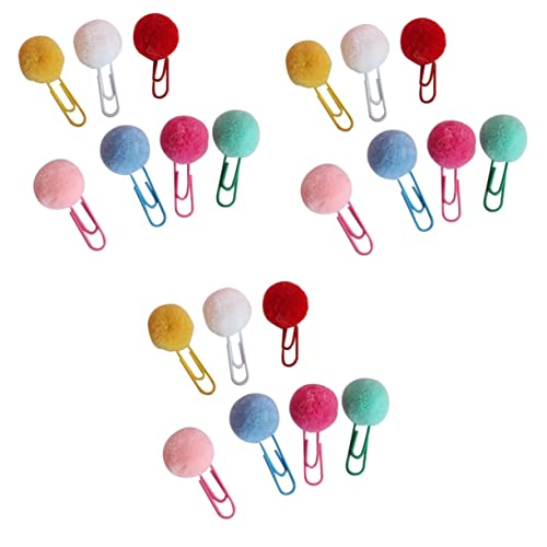 ARTIBETTER Paper Clips 72 pcs Cute Memo Bookmark Clips Accessories Metal Favors Kawaii Plush School Novelty Gift Office Note Pompom for Paper Color Shape Clip Random Party Mini Paperclips