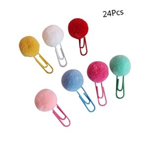 ARTIBETTER Paper Clips 72 pcs Cute Memo Bookmark Clips Accessories Metal Favors Kawaii Plush School Novelty Gift Office Note Pompom for Paper Color Shape Clip Random Party Mini Paperclips