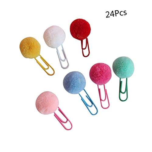 ARTIBETTER Paper Clips 72 pcs Cute Memo Bookmark Clips Accessories Metal Favors Kawaii Plush School Novelty Gift Office Note Pompom for Paper Color Shape Clip Random Party Mini Paperclips