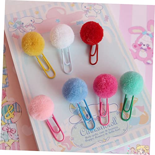 ARTIBETTER Paper Clips 72 pcs Cute Memo Bookmark Clips Accessories Metal Favors Kawaii Plush School Novelty Gift Office Note Pompom for Paper Color Shape Clip Random Party Mini Paperclips