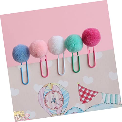 ARTIBETTER Paper Clips 72 pcs Cute Memo Bookmark Clips Accessories Metal Favors Kawaii Plush School Novelty Gift Office Note Pompom for Paper Color Shape Clip Random Party Mini Paperclips