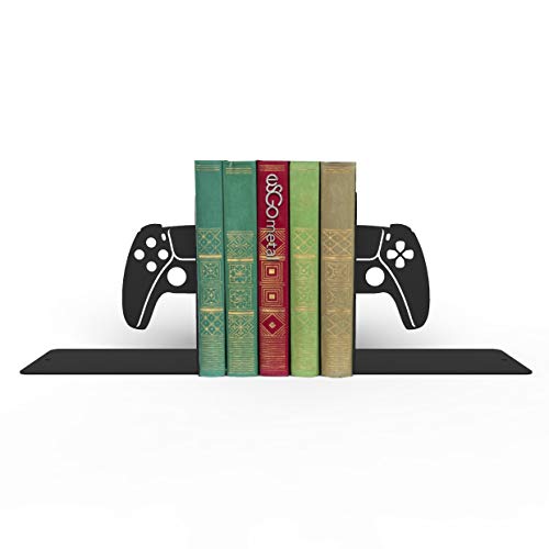 Bookends Console Control, Bookends for Shelves, Book Ends for Office, Modern Bookends for Desk and Bookshelves, Metal bookends, Heavy Duty Metal Black Bookend Support, Creative Book Ends.