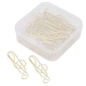 20pcs musical note paperclip metal iron wire notebook agenda folder special shaped paper clips for bookmark organize home office school(golden)