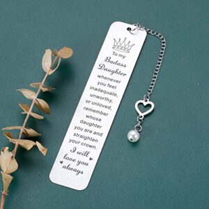 Valentine Graduation Gift for Her Teen Girl Kid Women To My Daughter Bookmark from Mom Dad Sweet 16 18 Birthday Christmas Stocking Stuffers Wedding Back to School Easter Jewelry Inspirational Presents