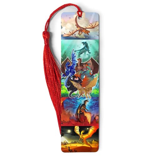 Bookmarks Ruler Metal Tassels Fire Bookography Dragon Reading Novels Bookworm Measure for Book Bibliophile Gift Reading Christmas Ornament Markers Bookmark