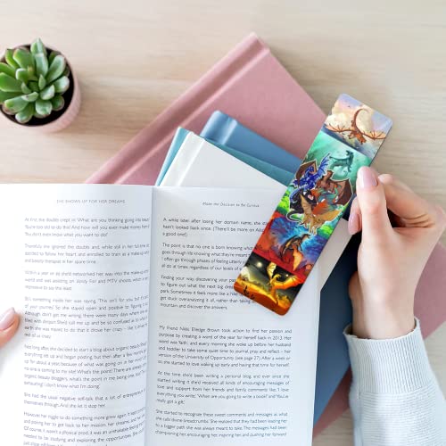 Bookmarks Ruler Metal Tassels Fire Bookography Dragon Reading Novels Bookworm Measure for Book Bibliophile Gift Reading Christmas Ornament Markers Bookmark