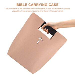 TOYANDONA Bible Carrying Case Felt Bible Bag Hollowed Cross Christian Church Bible Tote Bag Cover Handbag for Bible Study Case Work School Travel Shopping Beige