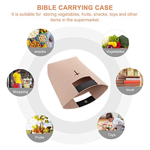 TOYANDONA Bible Carrying Case Felt Bible Bag Hollowed Cross Christian Church Bible Tote Bag Cover Handbag for Bible Study Case Work School Travel Shopping Beige