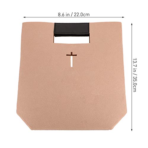 TOYANDONA Bible Carrying Case Felt Bible Bag Hollowed Cross Christian Church Bible Tote Bag Cover Handbag for Bible Study Case Work School Travel Shopping Beige