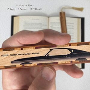 Classic Car 1969 Ford Mustang Boss Muscle Car Handmade Wooden Bookmark - Made in USA - Also Available Personalized