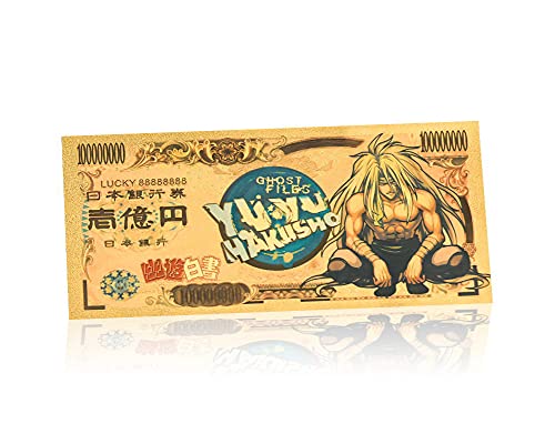 YJacuing Anime Yu Yu Hakusho Gold Coated Banknote, Limited Edition Collectible Bill Bookmark (5 PCS Collection)