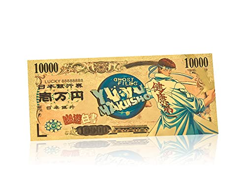 YJacuing Anime Yu Yu Hakusho Gold Coated Banknote, Limited Edition Collectible Bill Bookmark (5 PCS Collection)